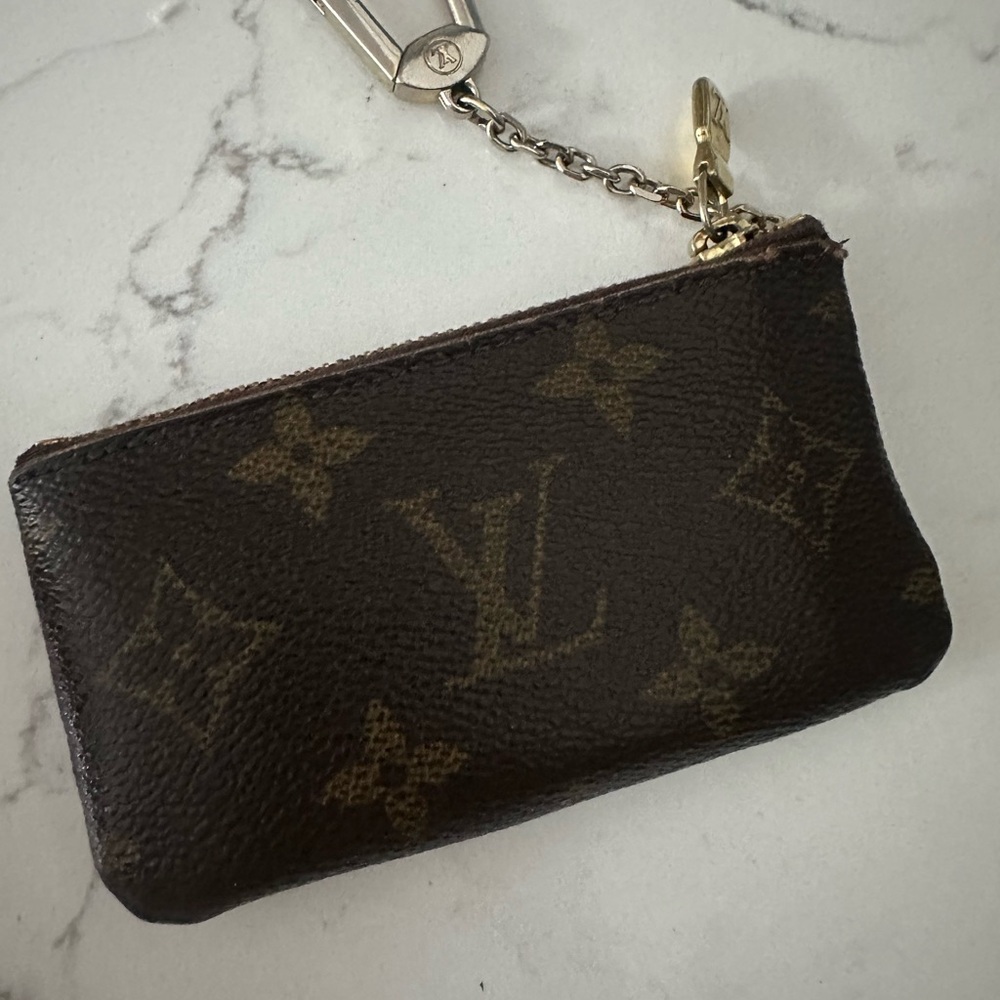 Pre loved Authentic LV keychain pouch holds credit cards , money & coins
